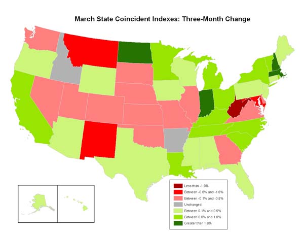 Philly Fed State Coincident Map March 2010
